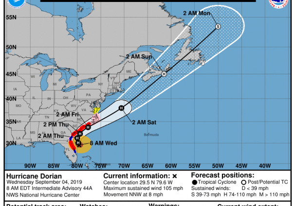 Hurricane Dorian projections 9-4