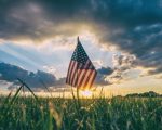 US flag in field