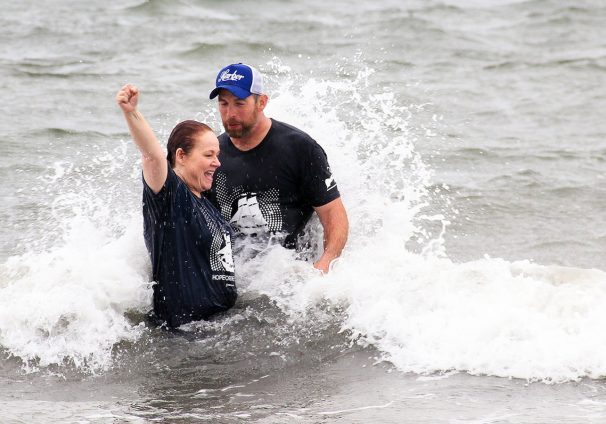 Susie Linnell baptized by pastor Josh Adams