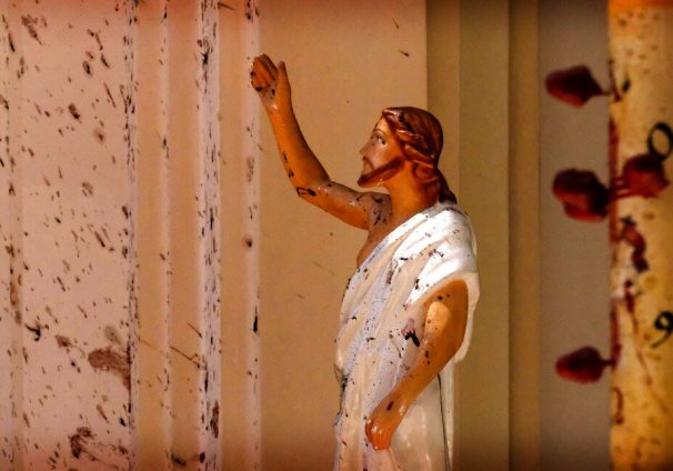 Blood stains a Jesus Christ statue