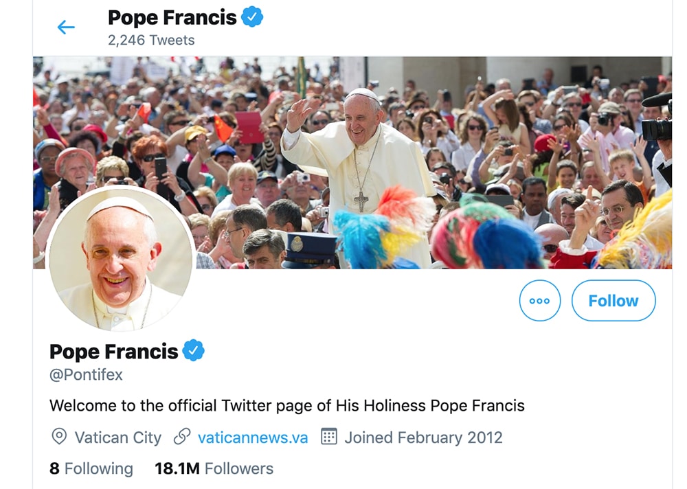 Pope Francis’ official Twitter page