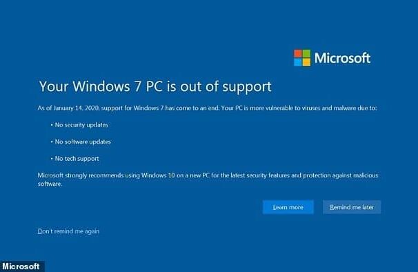 win7 out of support screenshot