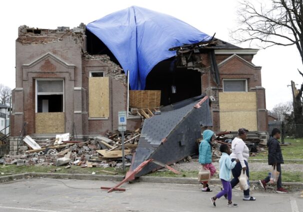 Hopewell Missionary Baptist Church, damaged by tornado