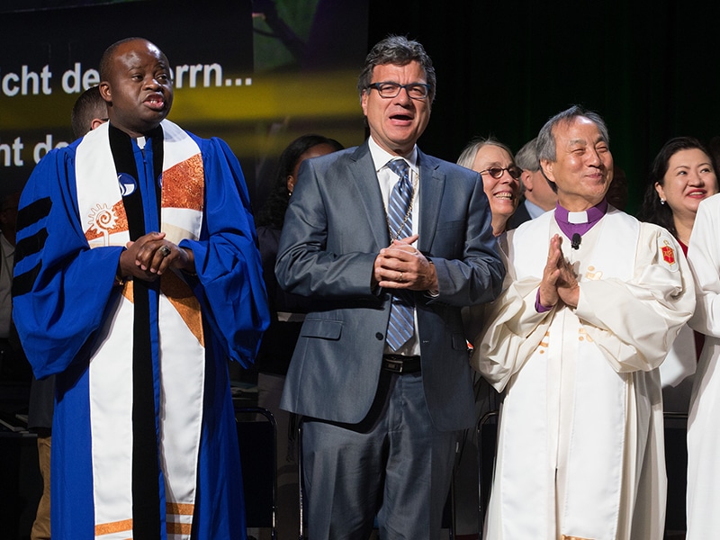 Church leaders celebrate the commissioning of new missionaries 