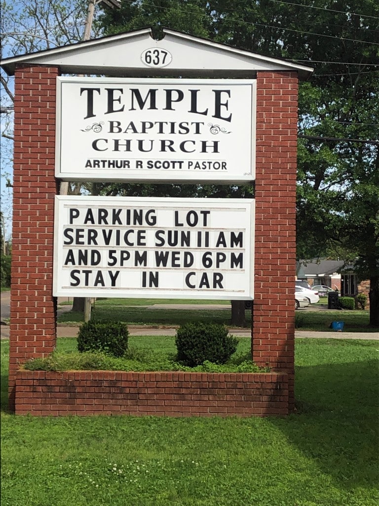 church drive in service sign