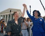 Norma McCorvey, Jane Roe in the 1973 court case, left, and her attorney Gloria Allred