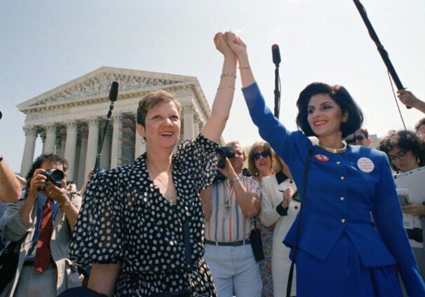 Norma McCorvey, Jane Roe in the 1973 court case, left, and her attorney Gloria Allred