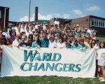 World Changers behind banner in 1990