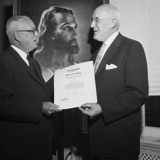 1957 Upper Room Award for World Christianity Fellowship to artist Warner Sallman