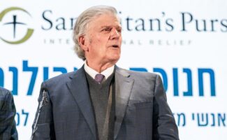 Franklin Graham speaks in Israel on Jan. 23, 2024. (Photo courtesy of Samaritan's Purse)